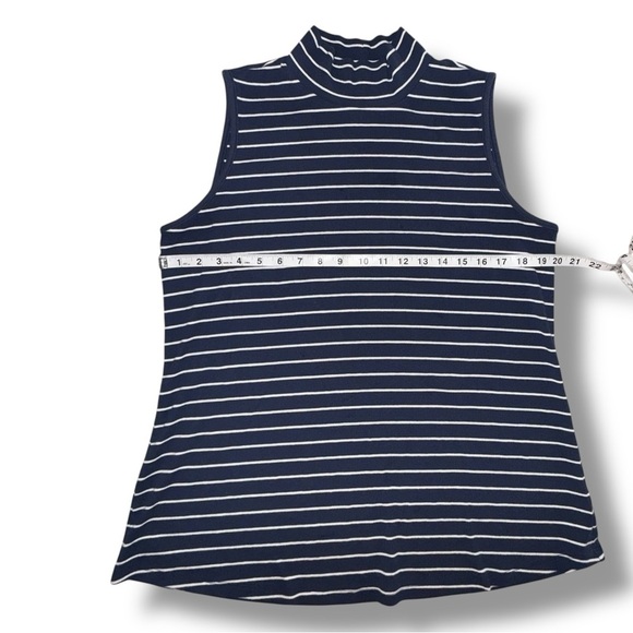 LANE BRYANT Classic Sleeveless Mock Neck Ribbed Tank - 18/20 Navy/White Stripe - Picture 8 of 14